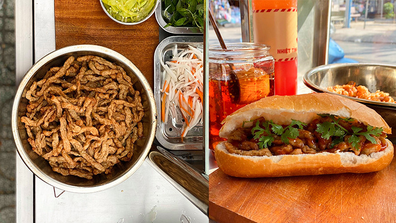Quầy bánh mì chả cá Chàng Híp cùng các loại cá viên chiên hấp dẫn