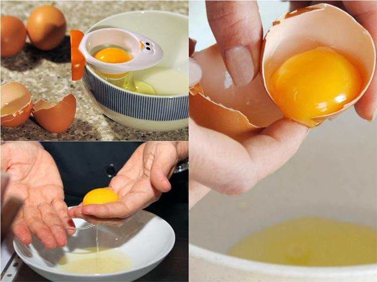 Tách lòng đỏ và lòng trắng trứng là bước quan trọng khi làm cốt bánh kem bắp Givral