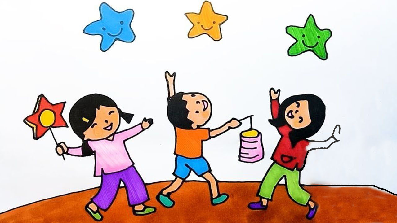 Tạo hình bánh trung thu chibi với các bé cầm đèn lồng