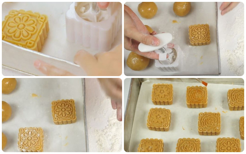 Tạo hình bánh trung thu mochi và nướng lần 1