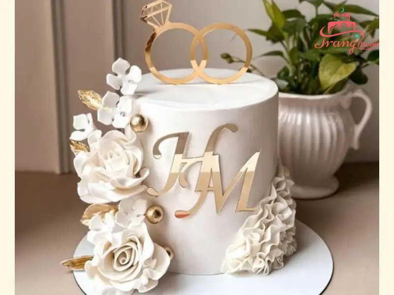 Thiết kế bánh kem đám cưới một tầng trang nhã cho hôn lễ ấm cúng