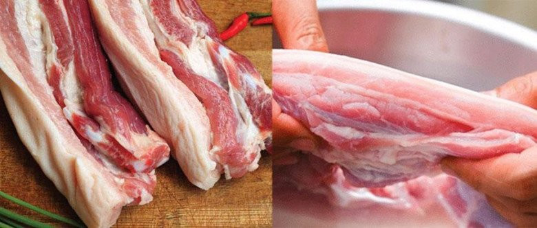 Thịt ba chỉ tươi ngon được chọn để làm nhân bánh xèo