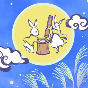 Thỏ ngọc trên cung trăng giã bột làm bánh