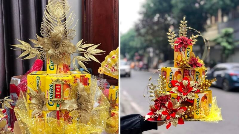 Tráp bánh Custas trang trí đẹp mắt cho ngày Tết