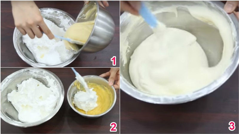 Trộn hỗn hợp lòng đỏ và lòng trắng trứng