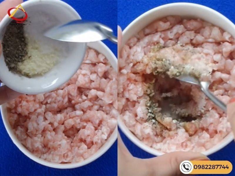 Ướp thịt và phi hành tím làm bánh