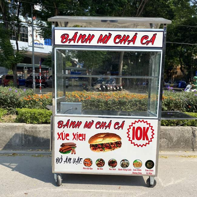 Xe bánh mì chả cá mới với thiết kế hiện đại và bền bỉ