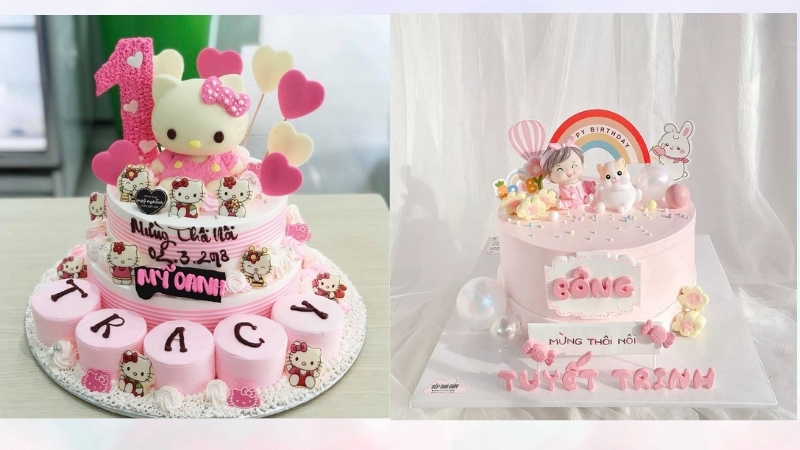 Mẫu bánh sinh nhật cho bé gái 1-3 tuổi 