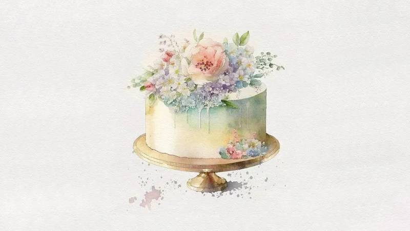 Ảnh bánh sinh nhật hoạt hình vẽ tay