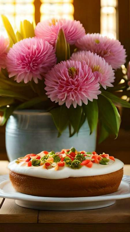 Ảnh hoa bánh sinh nhật AI nghệ thuật ấn tượng