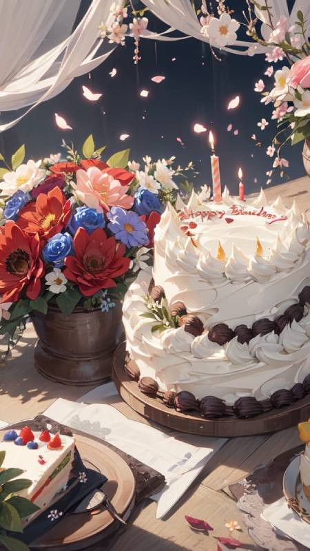 Ảnh hoa sinh nhật AI tinh xảo cho màn hình điện thoại
