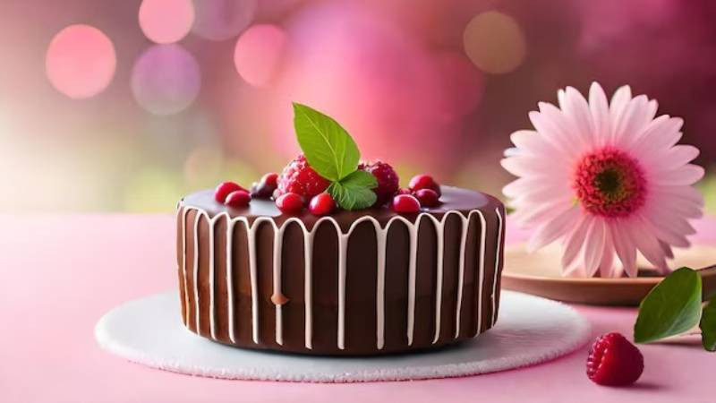 Ảnh hoa và bánh sinh nhật AI với màu sắc ảo diệu