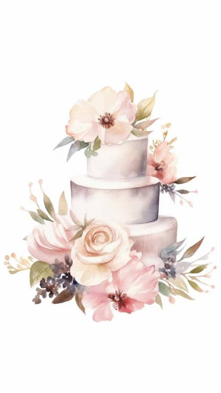 Ảnh vẽ tay hoa và bánh sinh nhật cho điện thoại