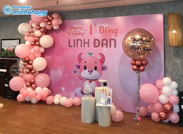 Backdrop sinh nhật 1 tuổi bé Linh Đan