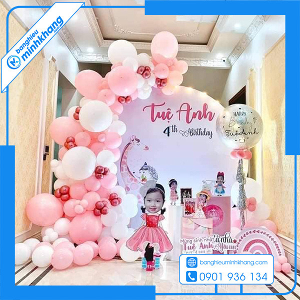 Backdrop sinh nhật bé gái Tuệ Anh