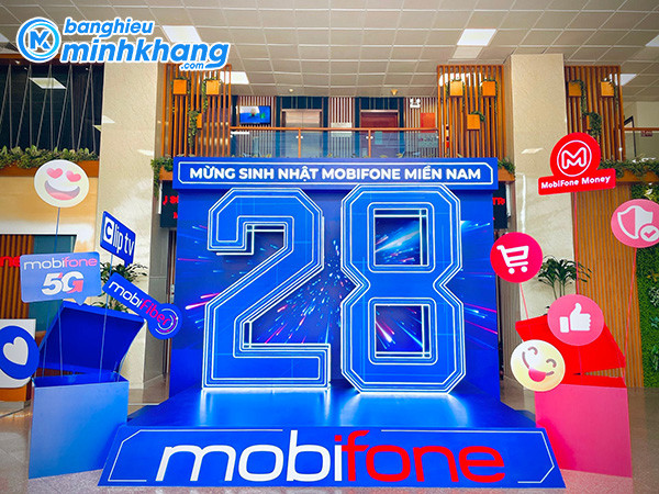 Backdrop sinh nhật Mobifone chuyên nghiệp