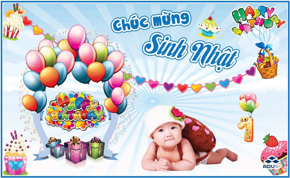 Bản thiết kế băng rôn sinh nhật với các chi tiết màu sắc và phông chữ hài hòa