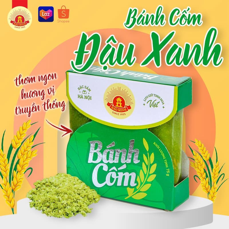 Bánh cốm đậu xanh truyền thống, một biến thể phổ biến và được yêu thích