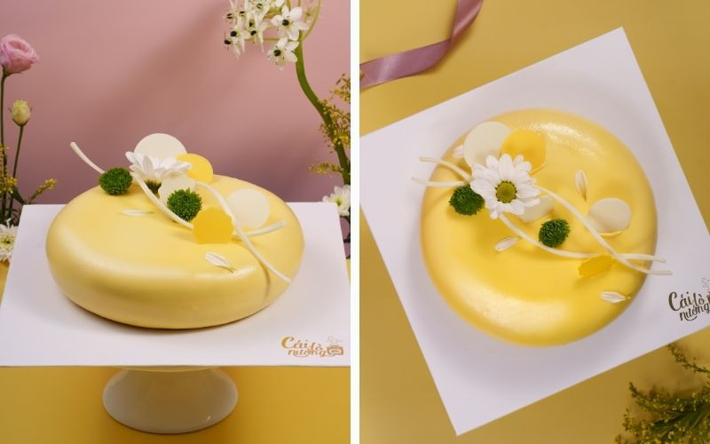 Bánh Happy Sunrise Entremet Thanh Trà với lớp mứt trái cây hấp dẫn