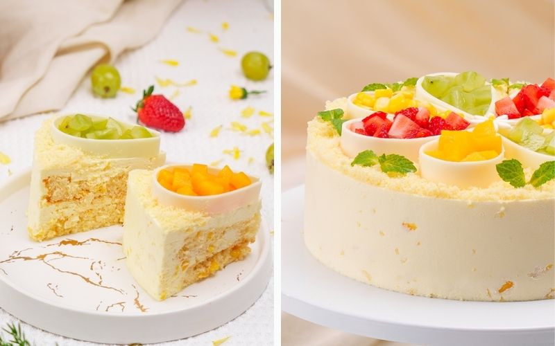 Bánh kem bắp dâu Delicate Bloom hình hoa hồng tinh tế