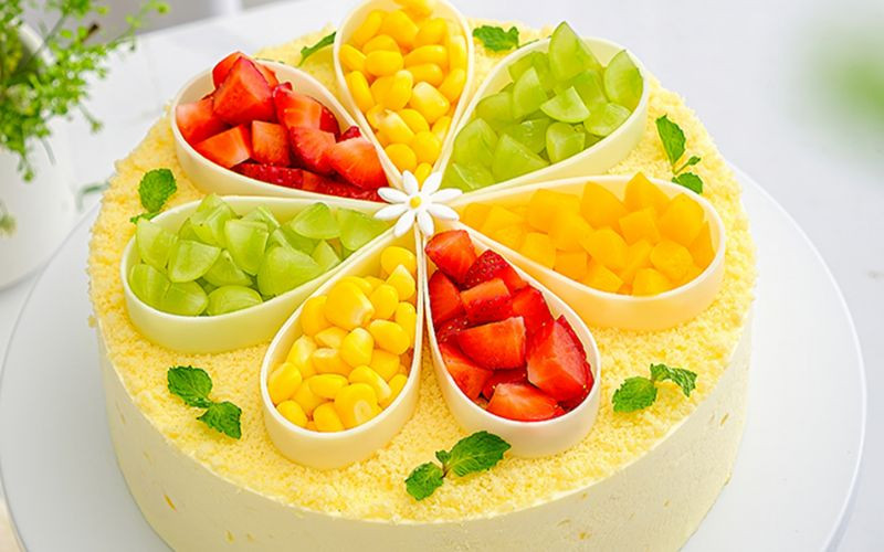 bánh kem bắp dâu đơn giản trang nhã