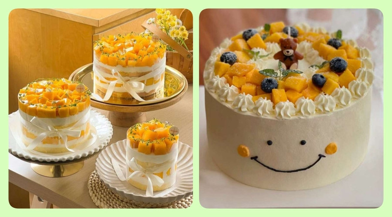 Bánh kem đơn giản màu trắng trang trí hoa tươi