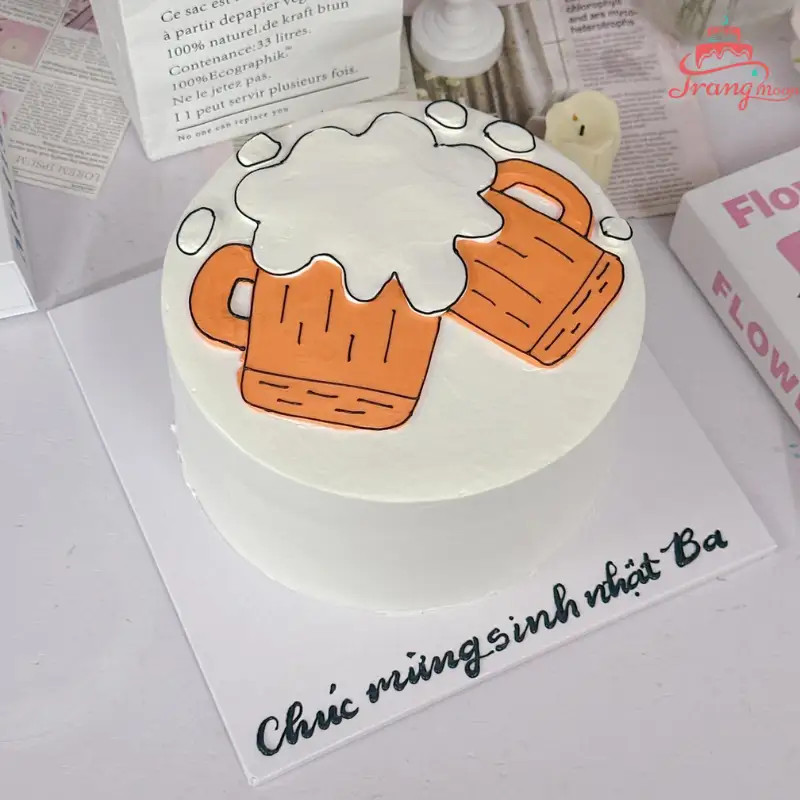 Bánh kem hình cốc bia đang cụng đơn giản