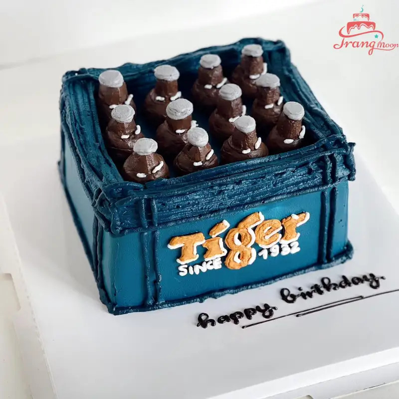 Bánh kem hình thùng bia Tiger 3D với các chi tiết trang trí độc đáo