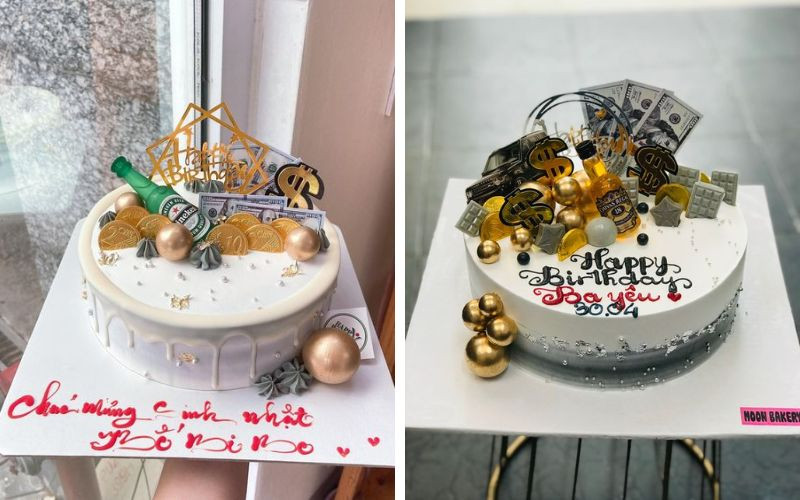 Bánh kem sinh nhật cho bố với thiết kế tinh tế và dòng chữ chúc mừng