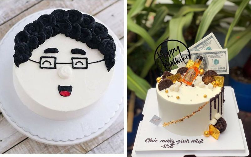 Bánh kem sinh nhật hình người cha đang câu cá, thể hiện sở thích của bố