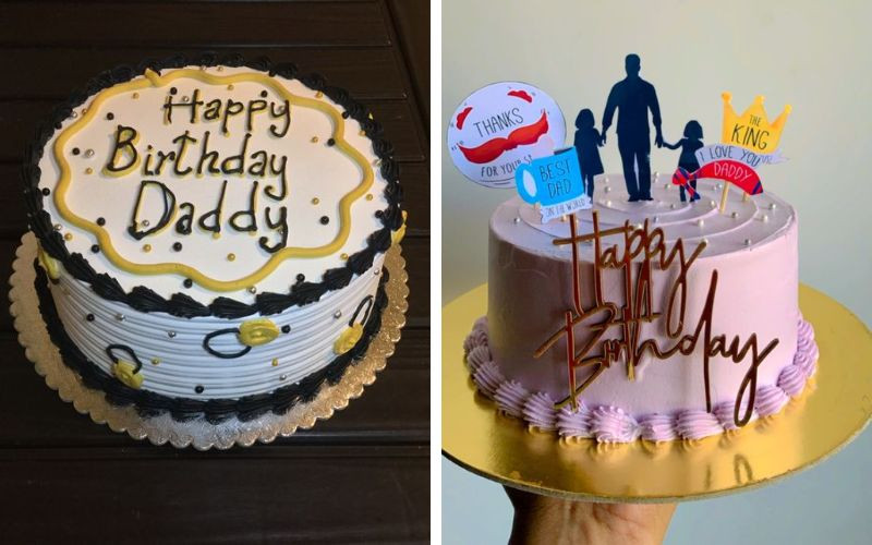 Bánh kem trang trí chữ "Happy Birthday Dad" đơn giản nhưng tràn đầy tình cảm, món quà ý nghĩa cho bố