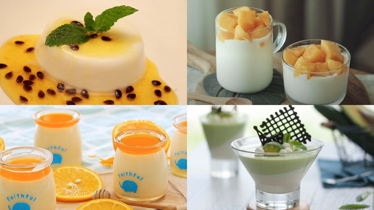 Bánh panna cotta có vị gì béo ngậy với lớp sốt dâu tươi ngon.