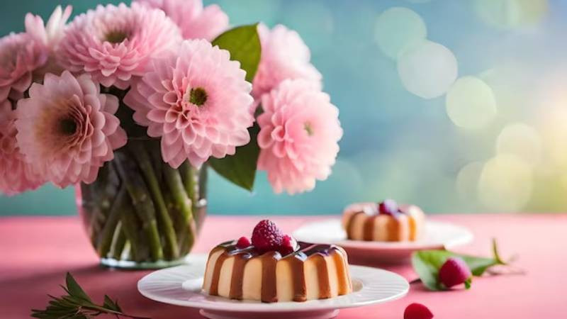 Bánh sinh nhật AI với hoa pastel