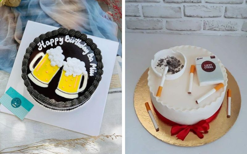 Bánh sinh nhật bố hình áo sơ mi kẻ sọc, cà vạt, rất độc đáo và cá tính, thể hiện sự chu đáo của con