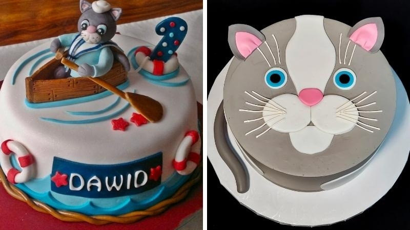 Bánh sinh nhật con mèo vui nhộn cho bé trai