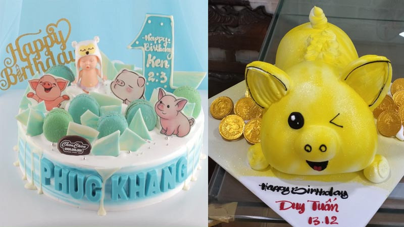 bánh sinh nhật đẹp cho bé trai hình hoạt hình Baby Shark