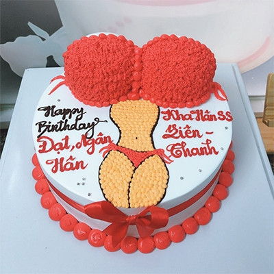 Bánh sinh nhật độc đáo hình bikini troll tặng chồng