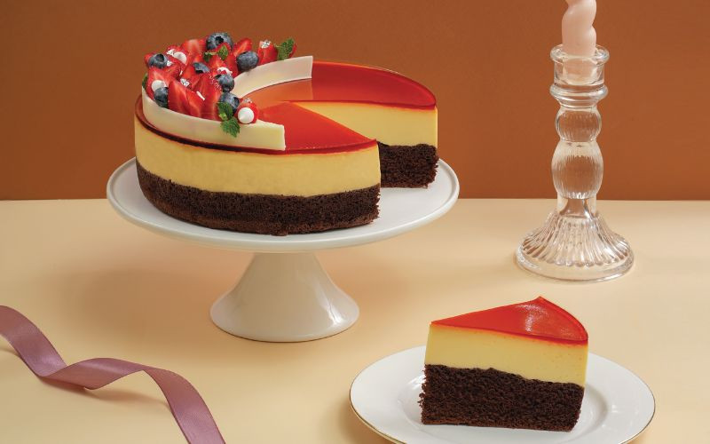 bánh sinh nhật flan gato berry mix đơn giản