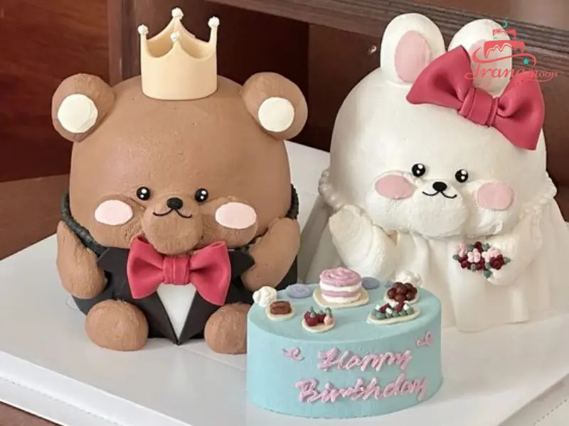 Bánh sinh nhật gấu nâu đáng yêu và ấm áp