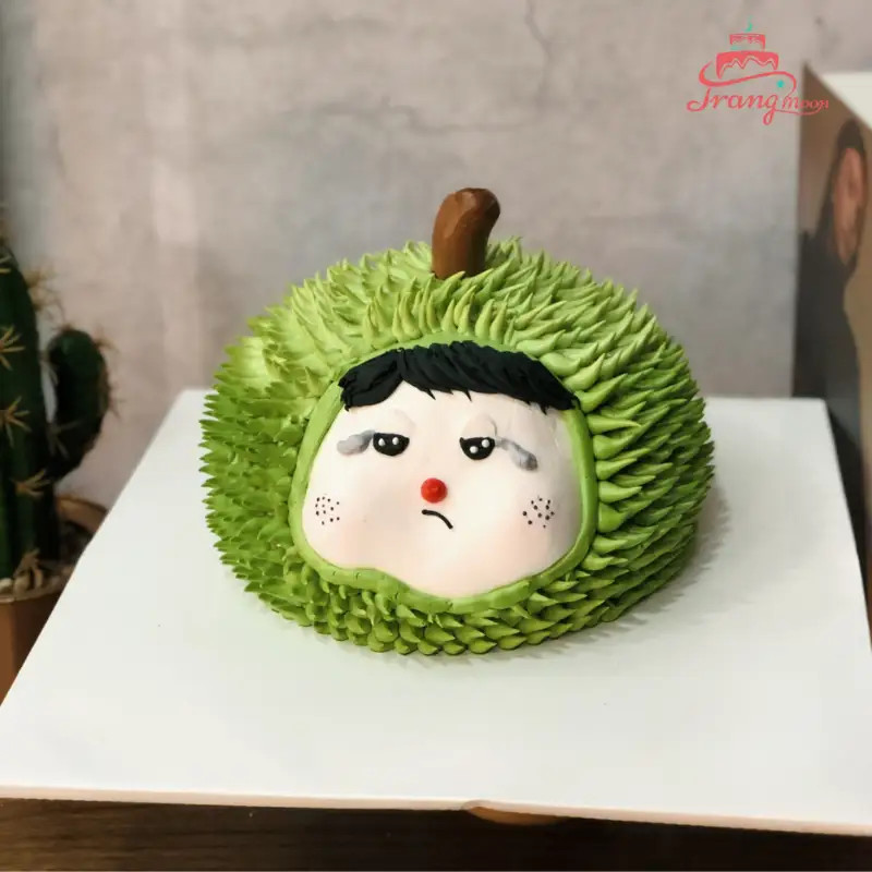 Bánh sinh nhật màu xanh lá mô phỏng quả sầu riêng sống động