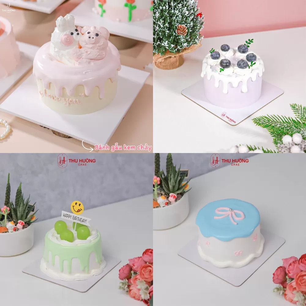 Bánh sinh nhật mini kem chảy màu pastel quyến rũ
