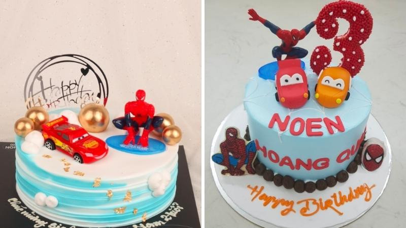 Bánh sinh nhật ô tô siêu nhân người nhện