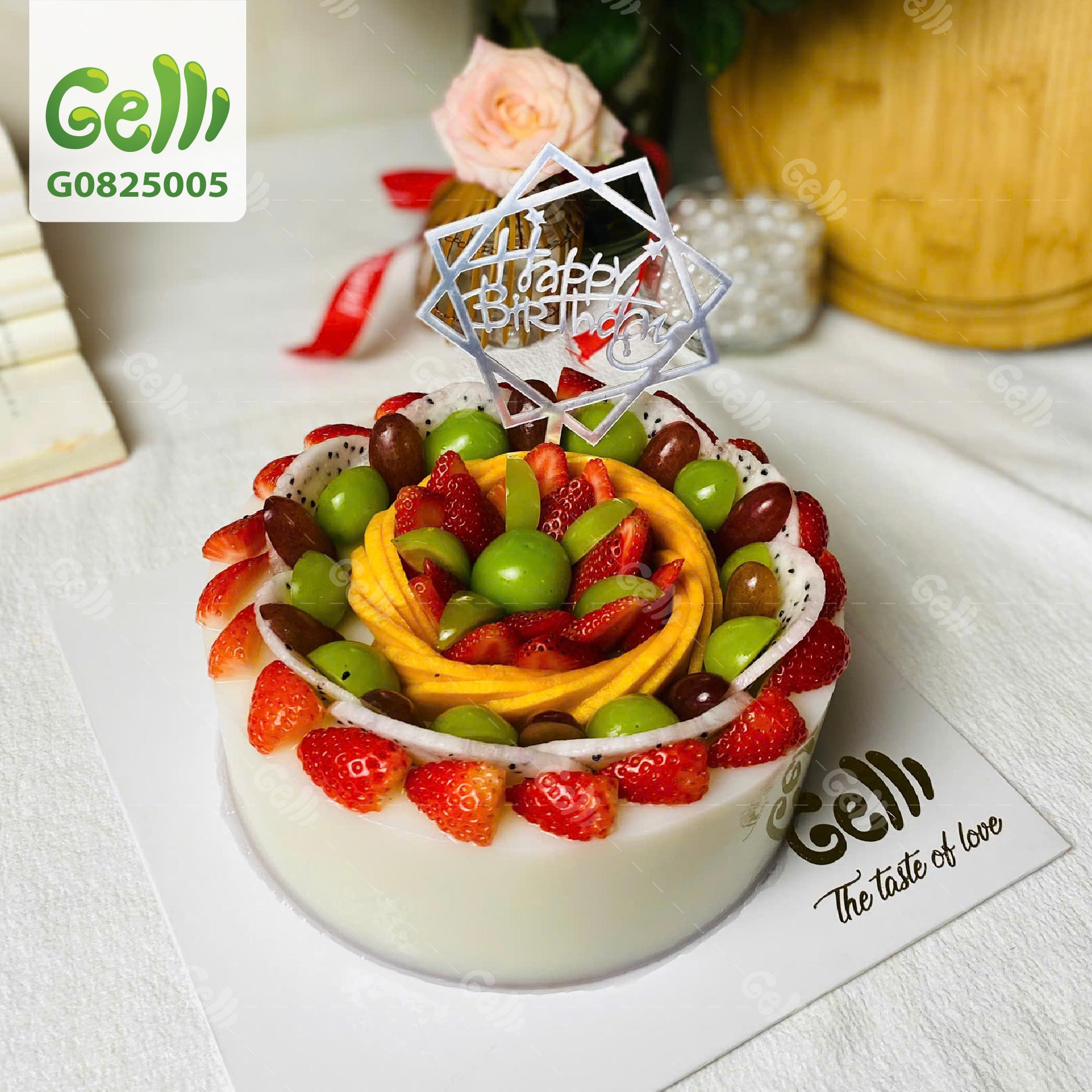 Bánh sinh nhật rau câu trái cây tươi nhiệt đới