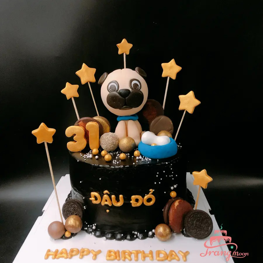 Bánh sinh nhật socola hình chú chó đáng yêu cho bé trai