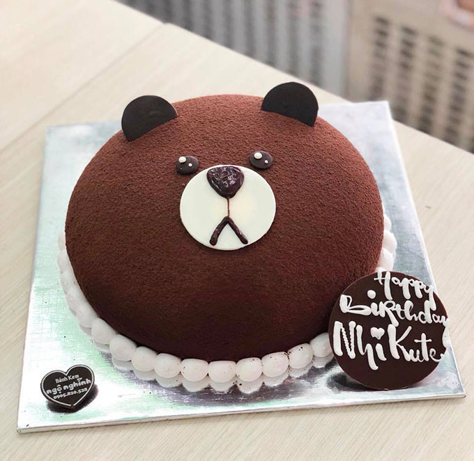 Bánh sinh nhật socola hình gấu đáng yêu