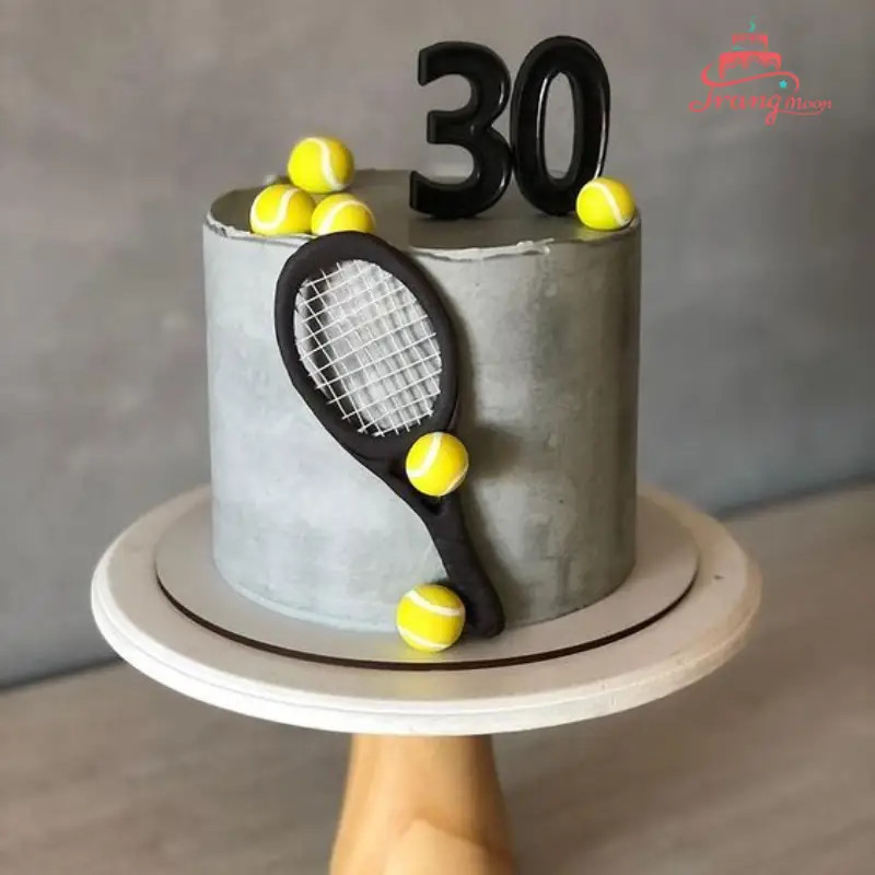 Bánh sinh nhật tặng người yêu nam chủ đề thể thao, trang trí vợt tennis