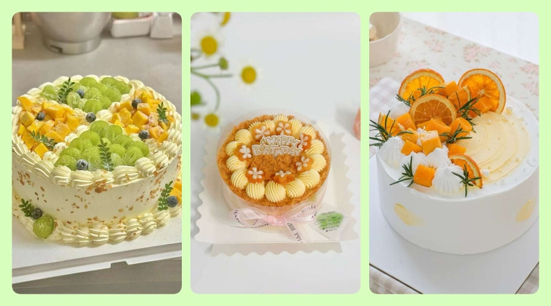 Bánh sinh nhật tông màu kem trang nhã