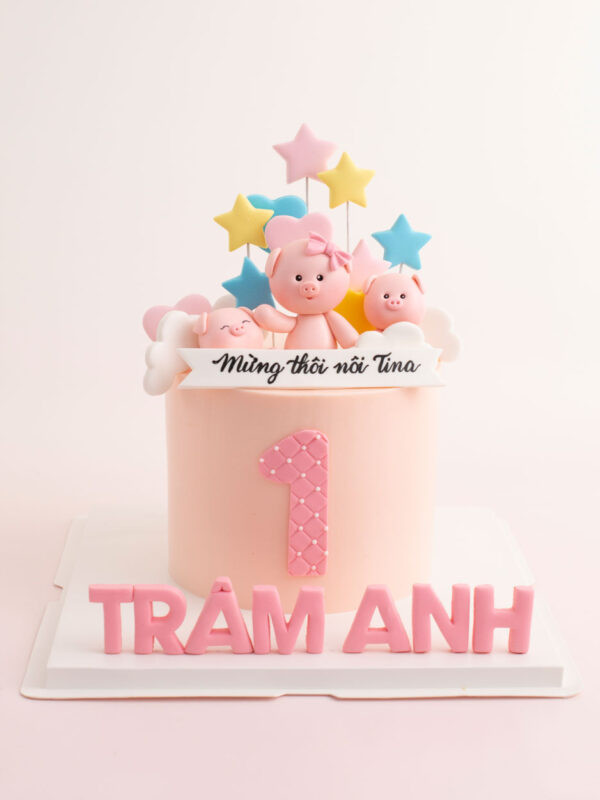 Bánh sinh nhật trang trí bé Trâm Anh 1 tuổi
