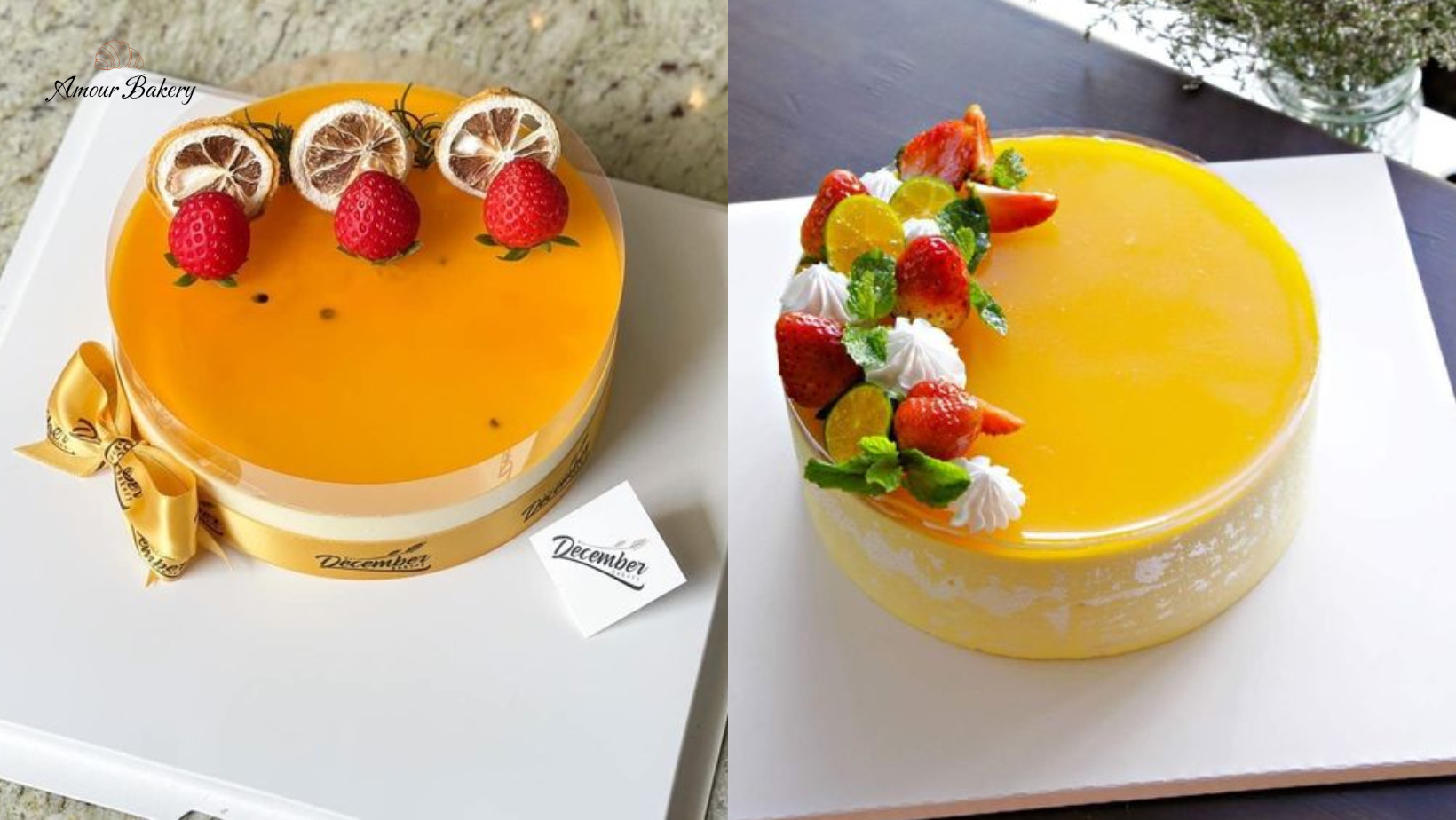 Bánh tiramisu chanh dây với lớp sốt vàng óng và hạt chanh dây