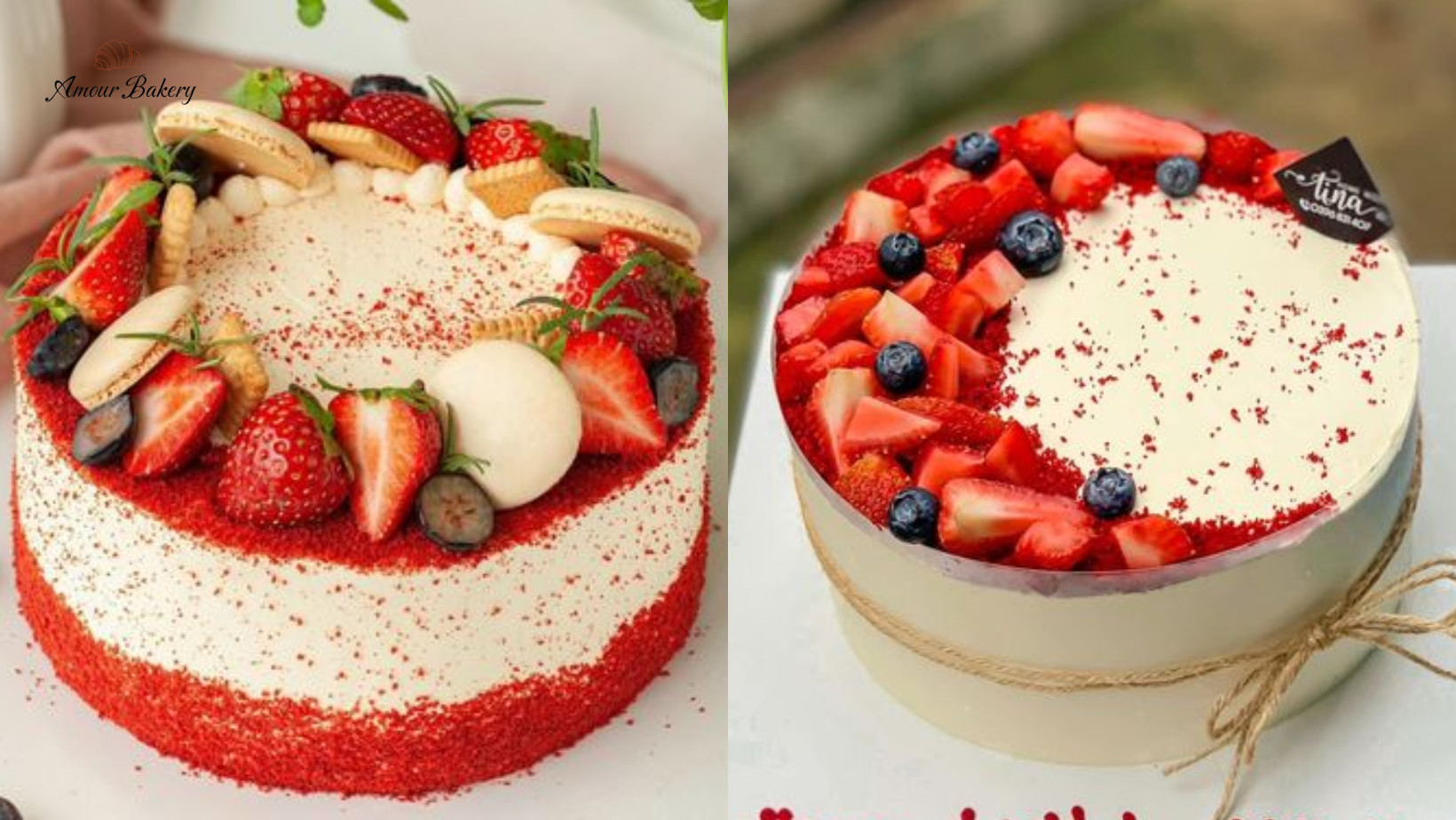Bánh tiramisu dâu tây trang trí trái dâu tươi và kem hồng